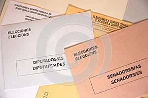 Close-up of a Electoral envelopes for the Spanish congress and senate