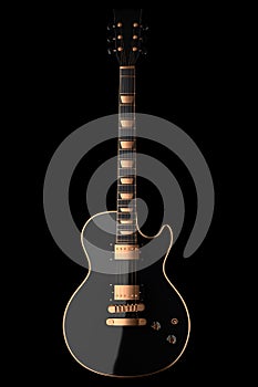 Close-up of Electric acoustic guitar isolated on black background.