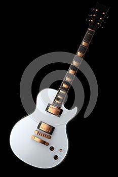 Close-up of Electric acoustic guitar isolated on black background.