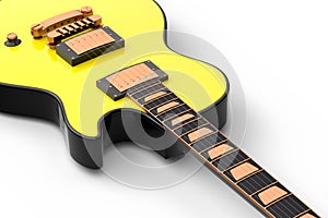 Close-up Electric acoustic guitar isolated on white background.