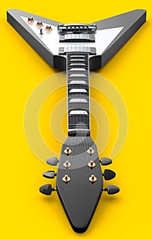 Close-up Electric acoustic guitar isolated on yellow background.