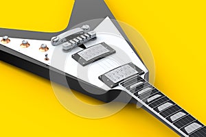 Close-up Electric acoustic guitar isolated on yellow background.