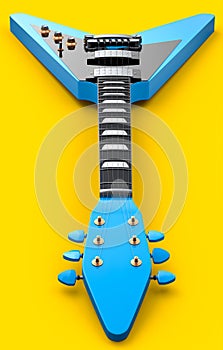 Close-up Electric acoustic guitar isolated on yellow background.