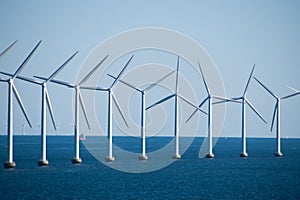 Close-up of an electric generating wind farm in the Baltic Sea b