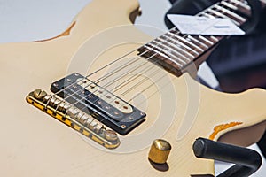 Close up of an electric guitar