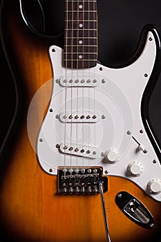 Close up of electric guitar