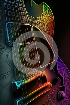 Close-up of an electric guitar. Generative AI.