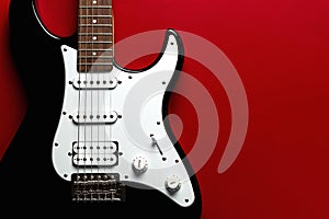 Close-up on electric guitar with space for text