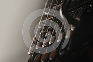 Close-up of electric guitar tremolo bridge