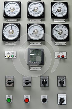 Close up of an Electric meter,Electric utility meters for an apartment complex or offshore oil and gas plant.