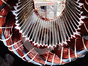 Close-up electric motor stator. photo