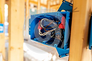 Close-up of Electrical box in new home construction