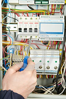 Close-up of Electrician work