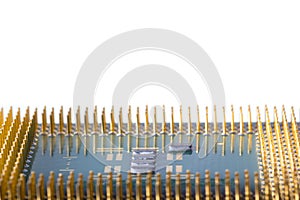 Close-Up of Electronic Circuit Components on a Microchip Surface