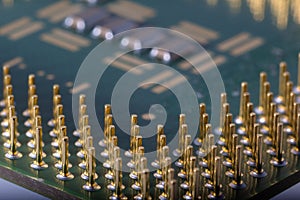 Close-Up of Electronic Circuit Components on a Microchip Surface