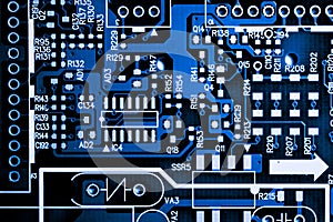 Close up of Electronic Circuits in Technology on Mainboard computer background logic board,cpu motherboard,Main board,system boa