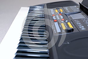 Close up of electronic keyboard synthesizer