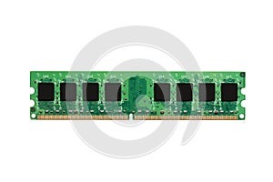 Close up of Electronic Ram random access memory on Mainboard computer