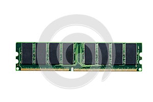 Close up of Electronic Ram random access memory on Mainboard computer