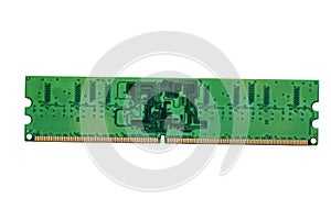 Close up of Electronic Ram random access memory on Mainboard computer