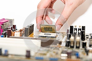 Close up of electronics circuit board A mainboard Main board,cpu motherboard,logic board,system board or mobo board