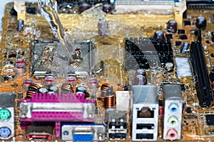 Close up of electronics circuit mainboard