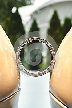 Close up of elegant diamond ring