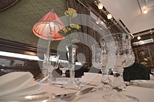 Close-up of an Elegant Table Setting on the Venice Simplon-Orient-Express