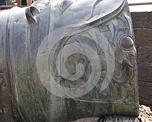 Close up of the elephant on the Malik-E-Maidan at Cannon Point on a sunny morning