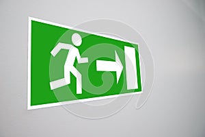 Close-up of emergency evacuation sign