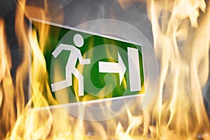 Close-up Of Emergency Fire Exit Board photo