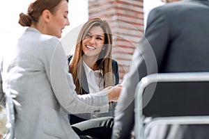 Close up.employees discussing new ideas