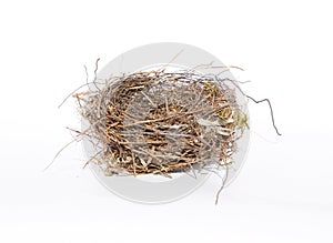 Close up on Empty Bird Nest Isolated on White Background