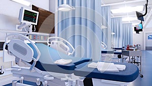 Close-up of empty hospital bed in emergency room
