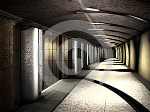 close up empty underground subway station, Ai generated