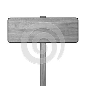 Close up of an empty wooden sign on white background with clipping path.