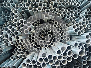 Close up EMT steel conduit pipes
