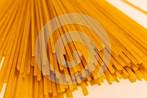 Close-Up Ends of Dry Spaghettini Pasta Noodles
