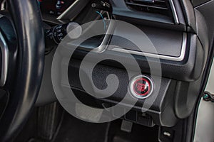 Close up engine car start button. Start stop engine modern new car button,Makes it easy to turn your auto mobile on and off.