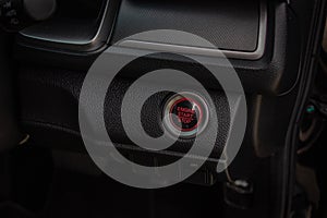 Close up engine car start button. Start stop engine modern new car button,Makes it easy to turn your auto mobile on and off.