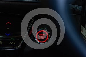 Close up engine car start button. Start stop engine modern new car button,Makes it easy to turn your auto mobile on and off. a key