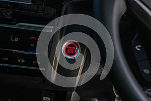 Close up engine car start button. Start stop engine modern new car button,Makes it easy to turn your auto mobile on and off. a key