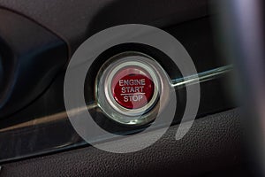 Close up engine car start button. Start stop engine modern new car button,Makes it easy to turn your auto mobile on and off. a key