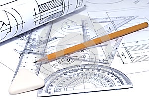 Close up of engineering drawing