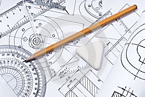 Close up of engineering drawing