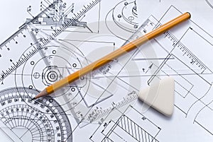 Close up of engineering drawing