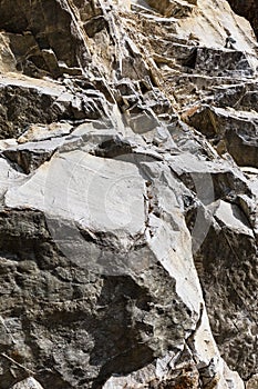 Close up enormous stone mountain near the way to Tsomgo Lake in Gangtok. Sikkim, India