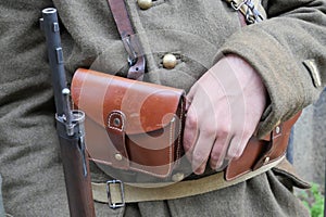 Close-up of the equipment of the french soldier 1940