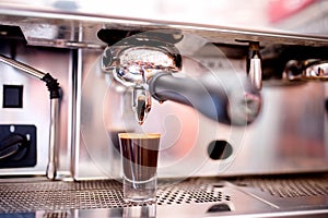 Close-up of espresso maker with coffee