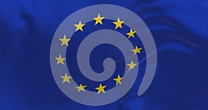Close-up of the European Union flag waving